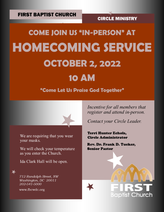 Circle Ministry In-Person Homecoming Service 2022 - First Baptist Church